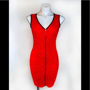 Red wrinkled textured dress
